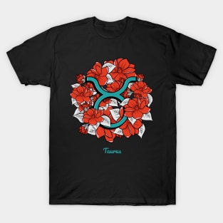 Floral Zodiac Sign Taurus Gift Women Men T-Shirt